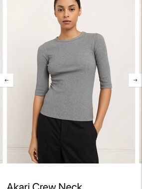 Like new. Paper label, grey, 3/4 sleeve semi fitted knit top.